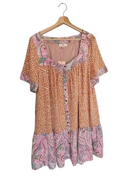 Floral Print Button Up Dress Preppy Coastal Resort Dopamine